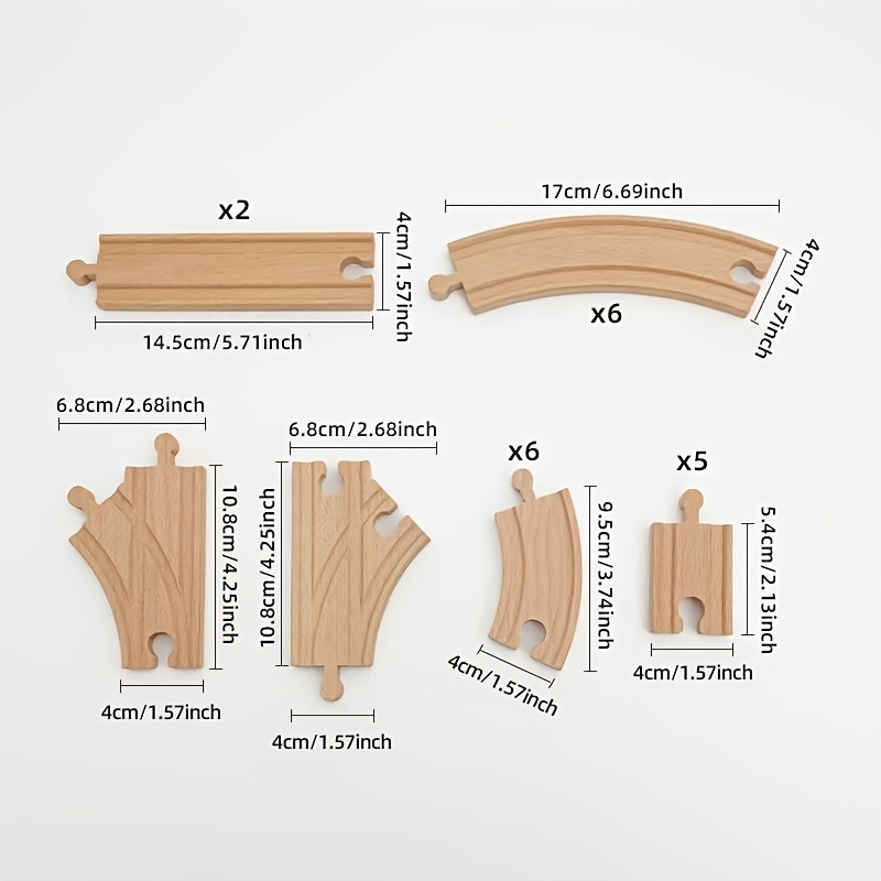Image of Wooden Track Additions - Expansion Kit With Track, 20 Parts, Made Of Wood, Suitable For Children Aged 3 And Above, Halloween Christmas Party Gift, Back To Gift