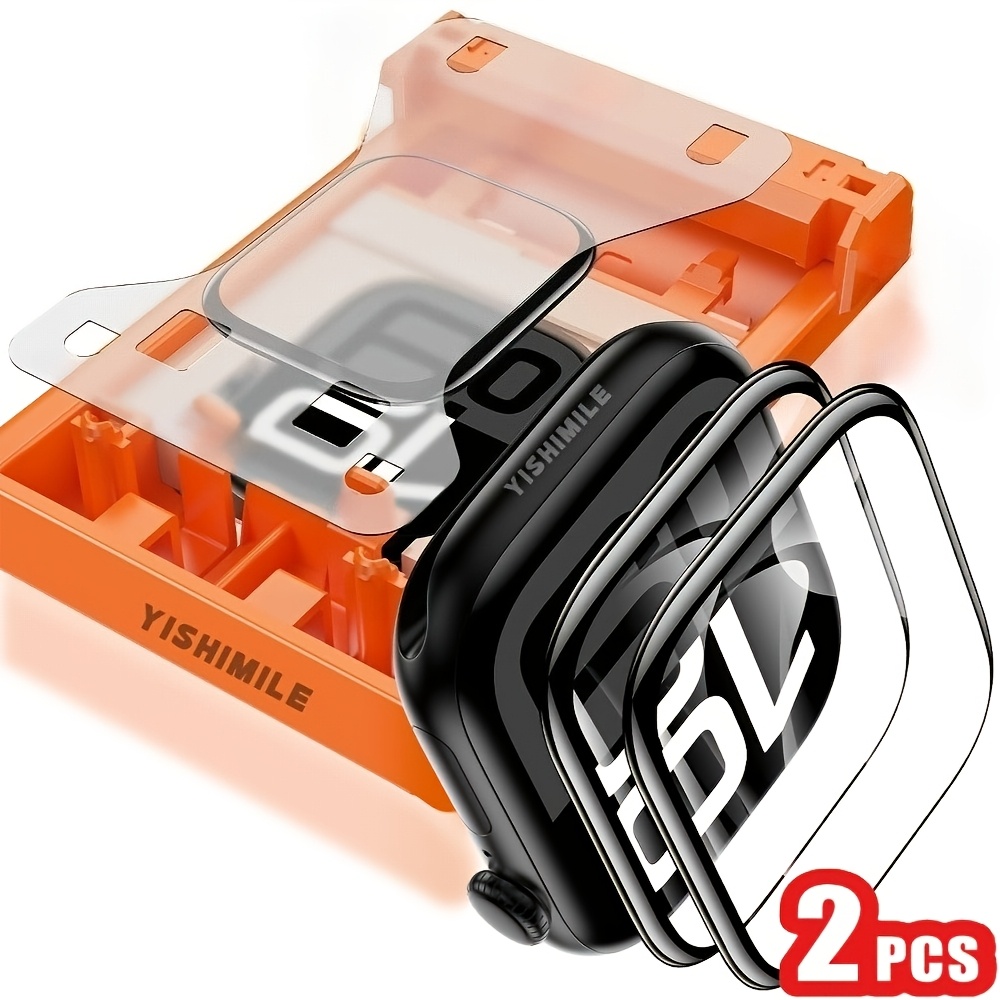 TEMU 2--click Installation Tool Full Coverage Screen Protector With Curved Composite Film And Carbon Fiber Style, For Watch 11 Se Se2 Se3