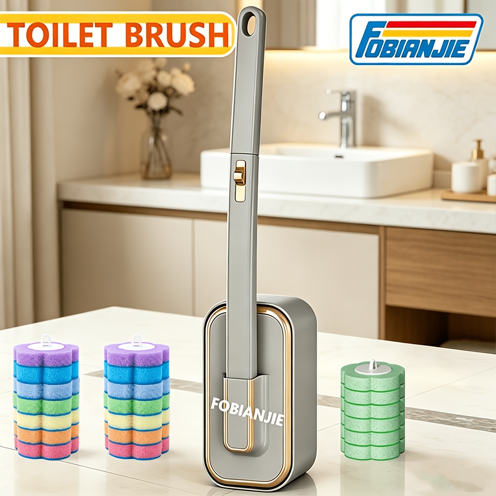 TEMU Wall-mounted Toilet Brush With Ergonomic Handle, Flexible Structure For Effortless Use, Ideal For Home Bathrooms And Restrooms