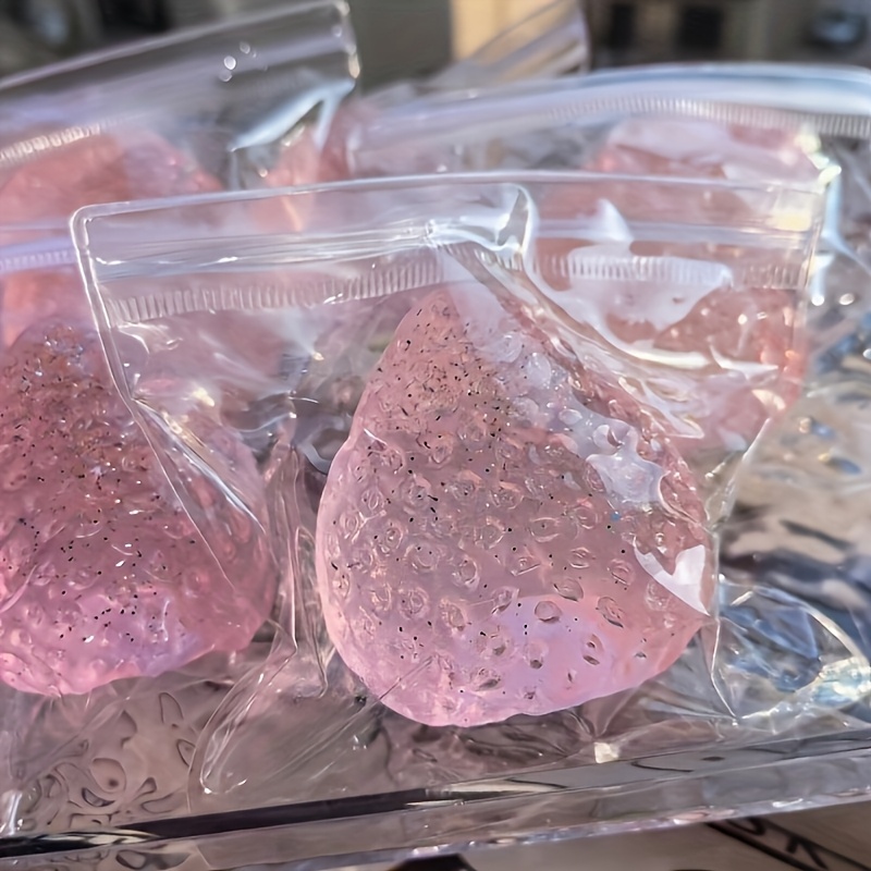 One Transparent Strawberry-Shaped Stress Relief Toy, with a Soft Silicone Texture, DIY Squeeze Toy, Easy to Clean and Non-Hands, Suitable for Students and Office Workers to Relieve Stress