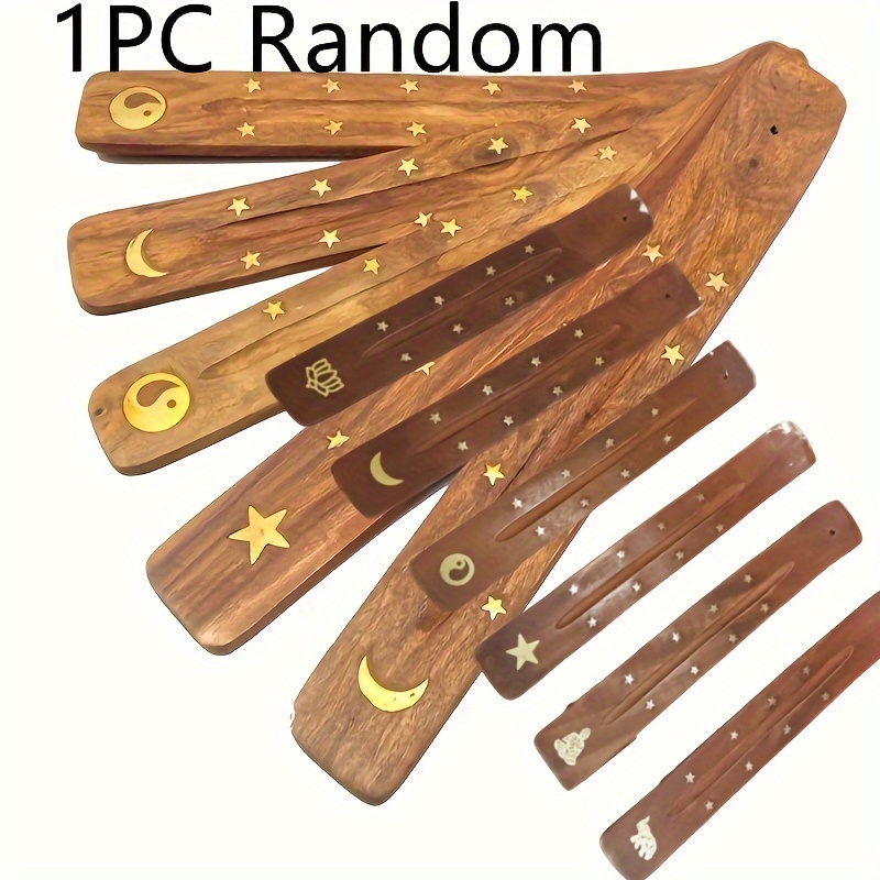 Elegant Wooden Incense Holder With Ash Catcher - Home Decor, Natural Fragrance Holder, Random