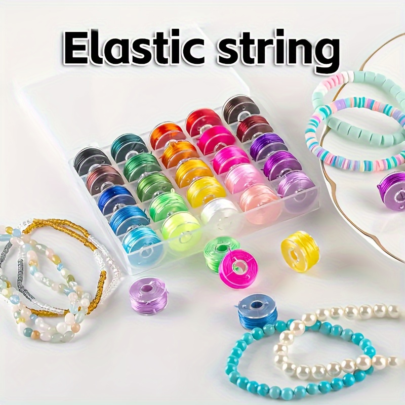 

25-pack Elastic Beading Cords & Threads, 6m/roll, 0.8mm Thickness, Assorted Colors, Polymer Polyester Material, Suitable For Bracelets, Necklaces, Jewelry Making, Crafts - Bouncy And Durable.