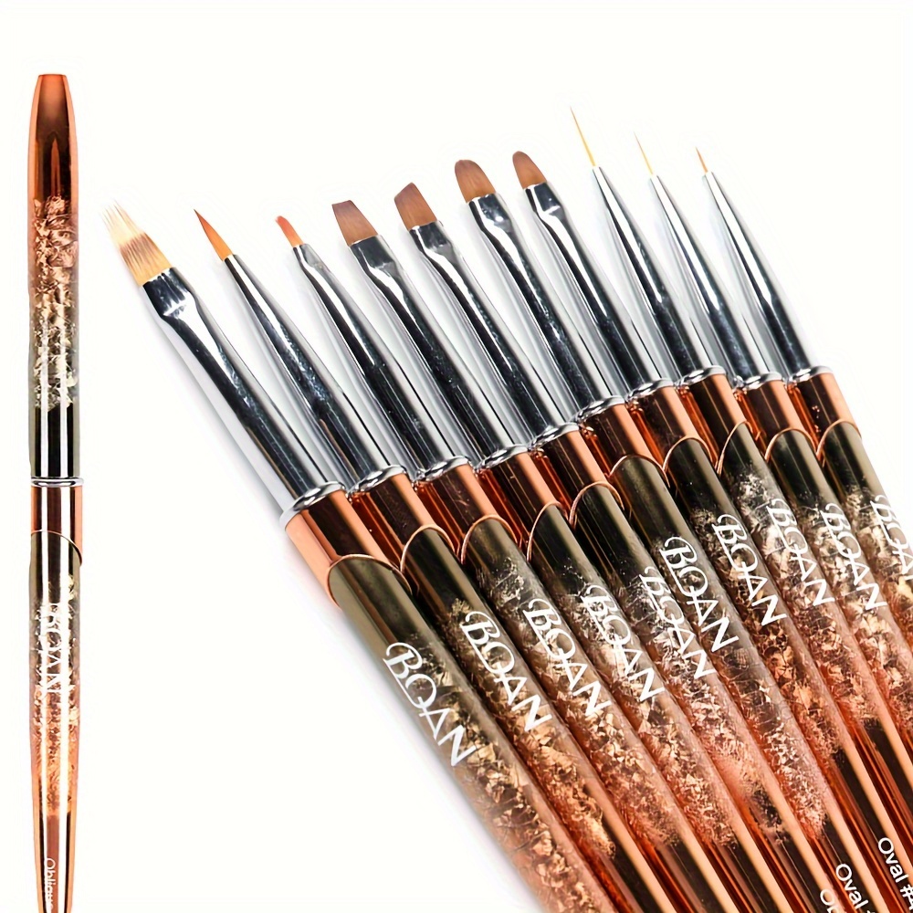 

Rose Golden Diamond Gradient Nail Art Brush, Crystal Acrylic Liner Drawing Pen For Nails, Line Painting - Bqan