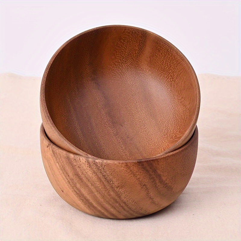 1pc acacia wood salad bowl wooden creative rice bowl anti scalding soup bowl circular wooden bowl for home kitchen restaurant hotel kitchen supplies tableware accessories