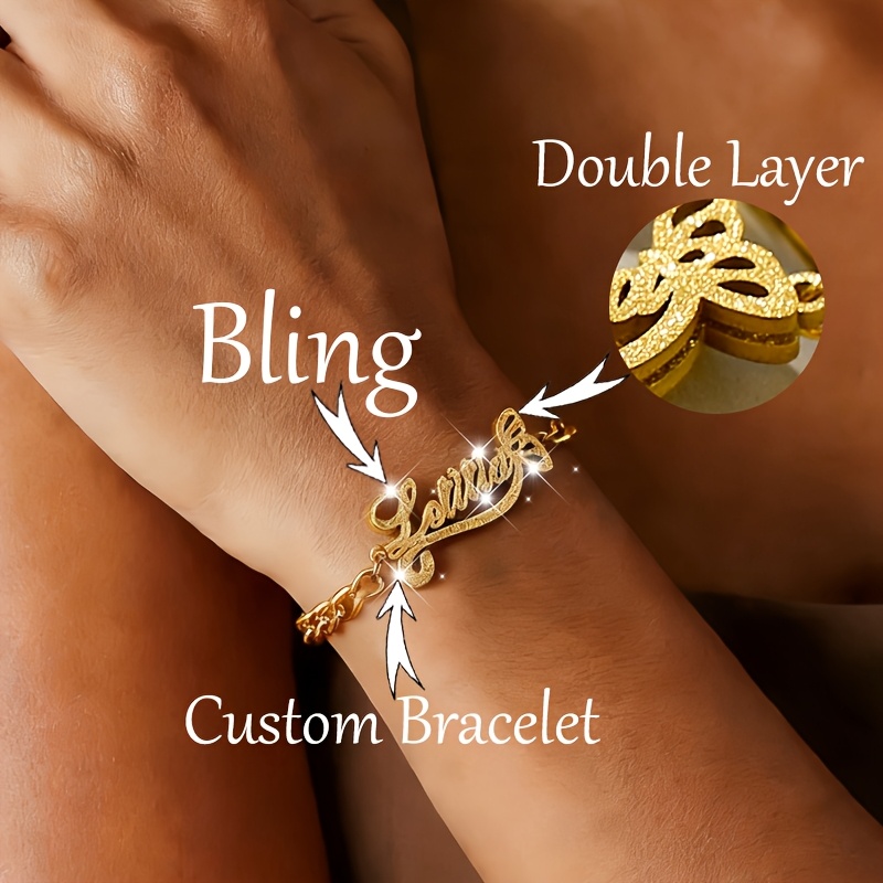 Custom Frosted Name Bracelet, Heart-shaped Couple Gift