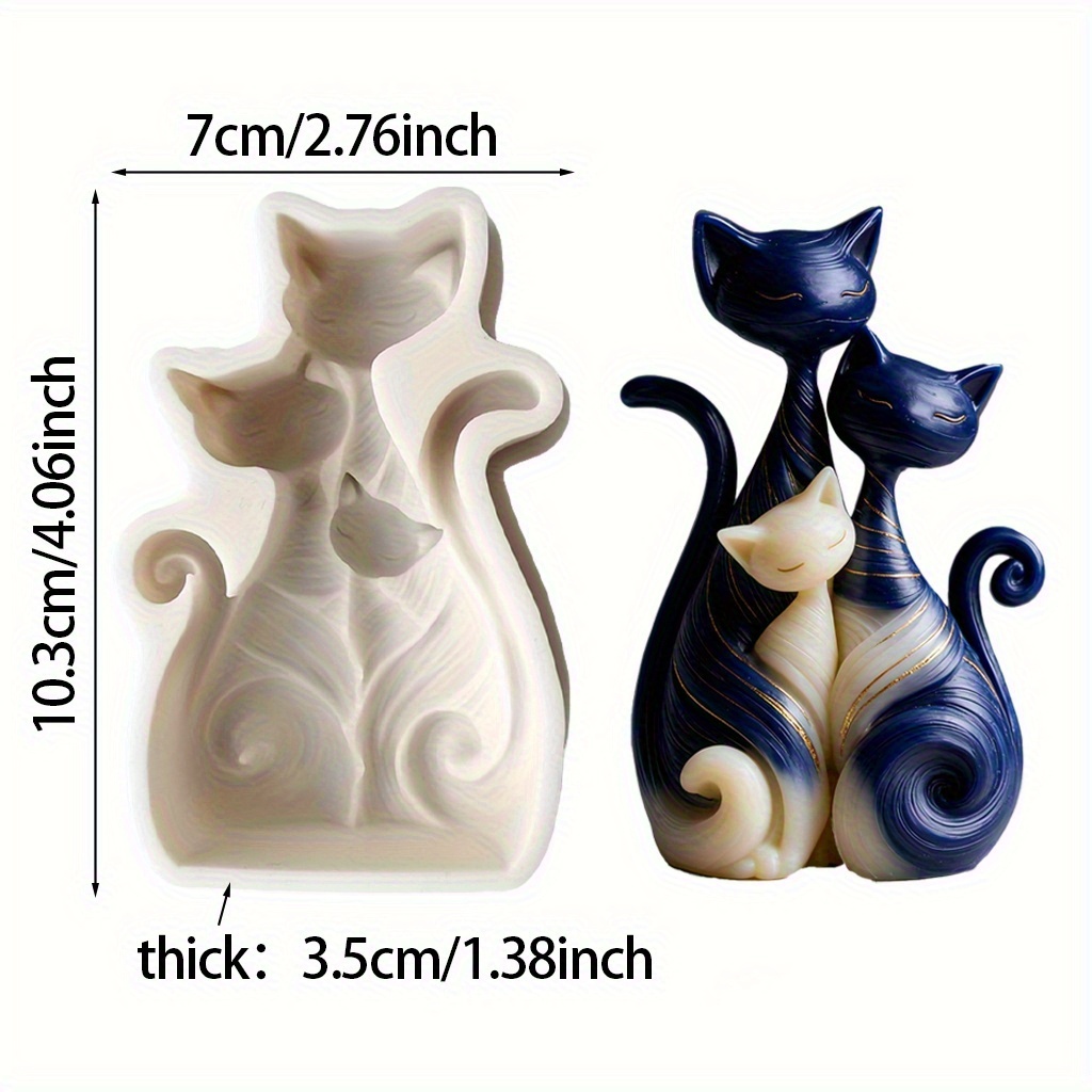 Image of Cat Silicone Mold, Resin Molds, Suitable For Diy Crafts Such As Candles, Plaster, Handmade Soaps, And Products. Ideal For , Valentine's Day, Spring, Mother's Day, And Easter