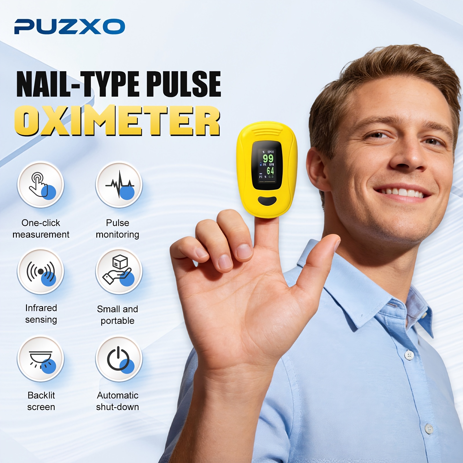 Advanced Fingertip Pulse Oximeter, Blood Oxygen Saturation And Heart Rate Monitor, Large Color OLED Display, Measures Pulse Rate, Blood Oxygen Saturation SpO2, Suitable for Home Care And Sports Scenarios, Battery Included