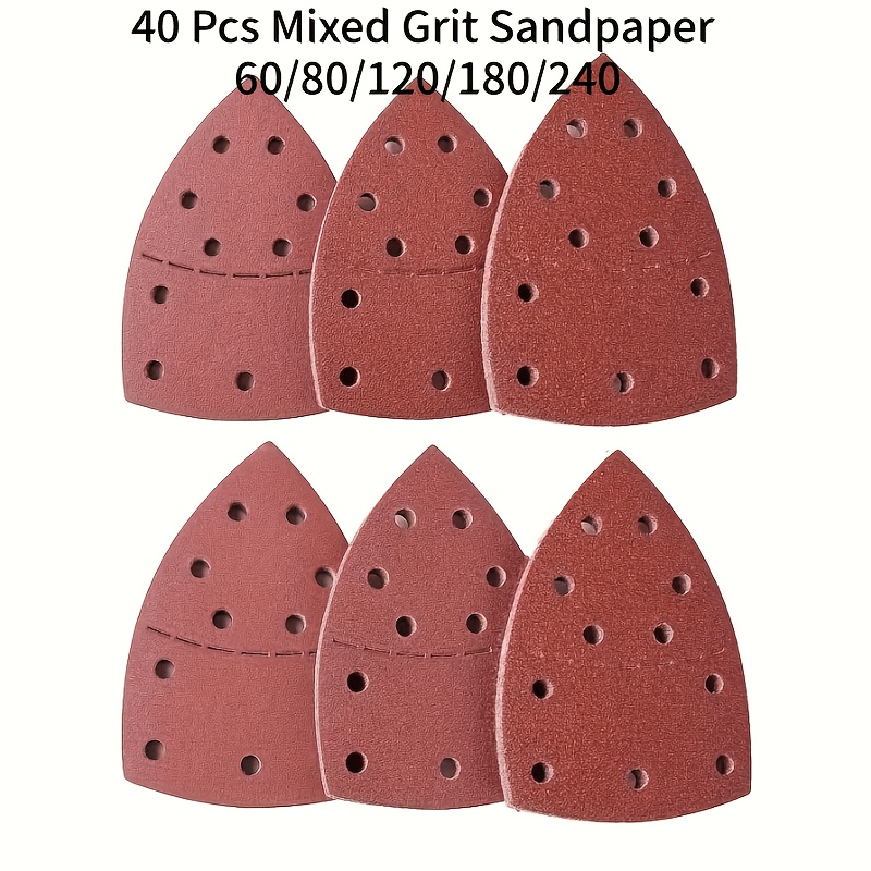 TEMU /40 Feuilles de Triangulaire - Grain 60-240, Ponceuse Souris 11 Trous - Parfait pour le Traitement de et le Polissage !