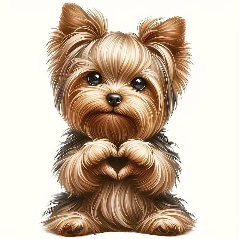 

1pc Mignon Yorkshire Terrier Chien 6 Pouces Vinyle Décalcomanie avec Cœur Geste - , Facile à Appliquer, pour Voitures, Ordinateurs Portables, Bouteilles d'Eau