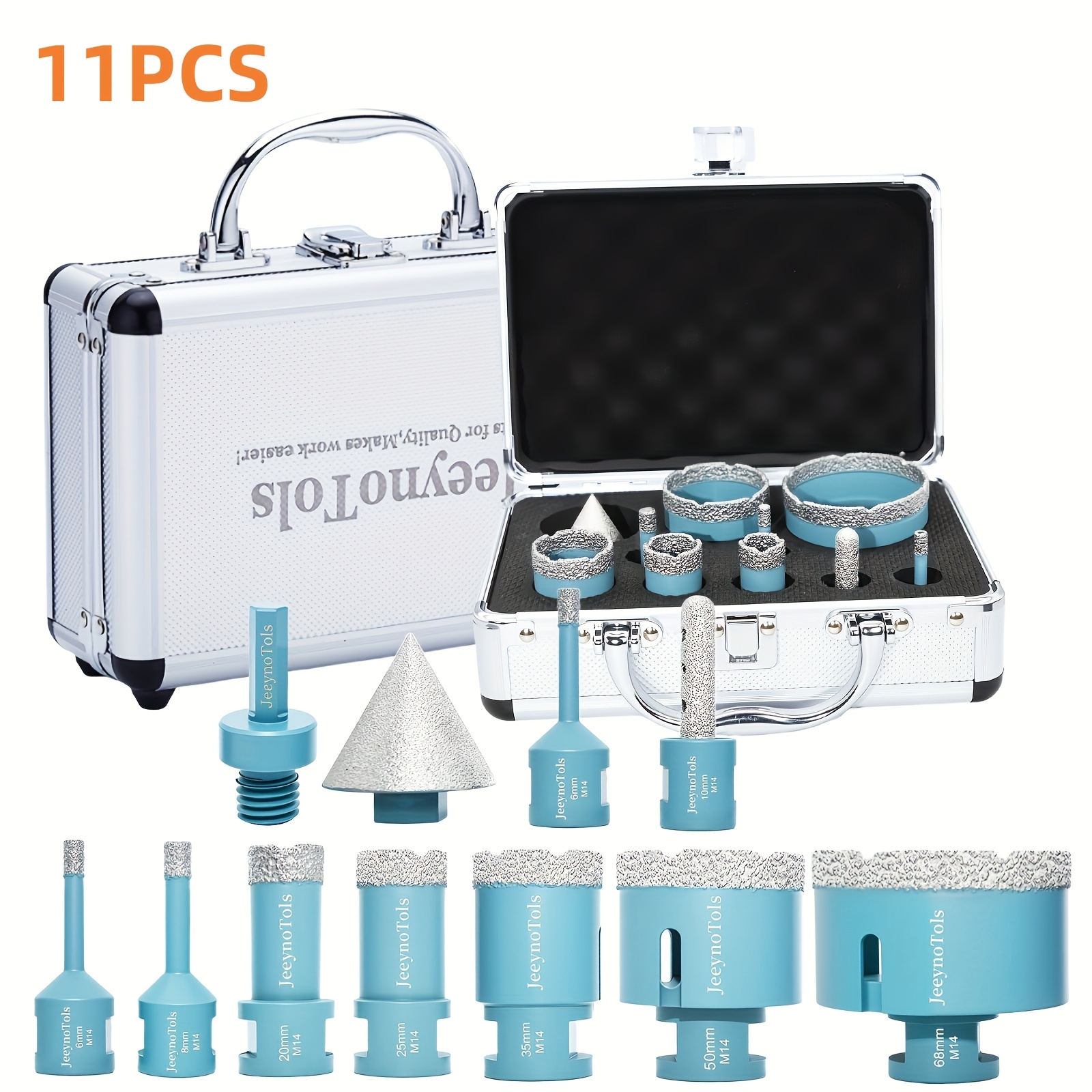 11/12/13pcs Core , Drill Bits & Milling Bit & Beveling Chamfer Bit & Circular Disc & Adapter, M14 Thread, Porcelain Tile Ceramic Granite Tile Bit, Tools Tilesaw, Material Localware House Tools For Men