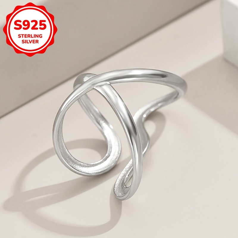Adjustable Open Ring for Women Minimalist Line 925 Sterling Silver Lightweight