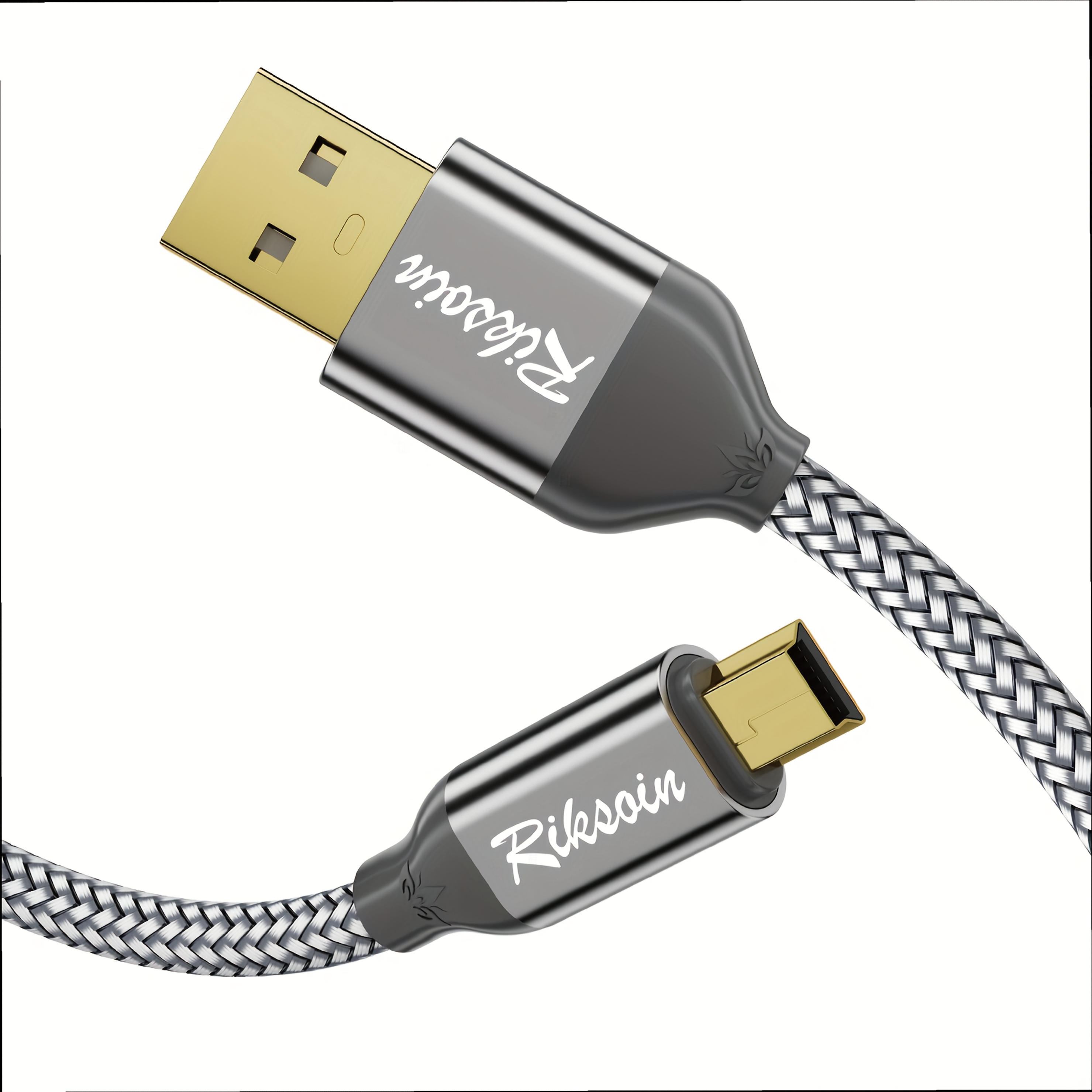 Image of The Mini Usb Cable Features A Durable Nylon Braided Design, Data Transfer, Compatible With Ps3 Controllers, Digital Cameras, Dashcams, Mp3 Players, Gps Devices, One, Microphones, And Cameras