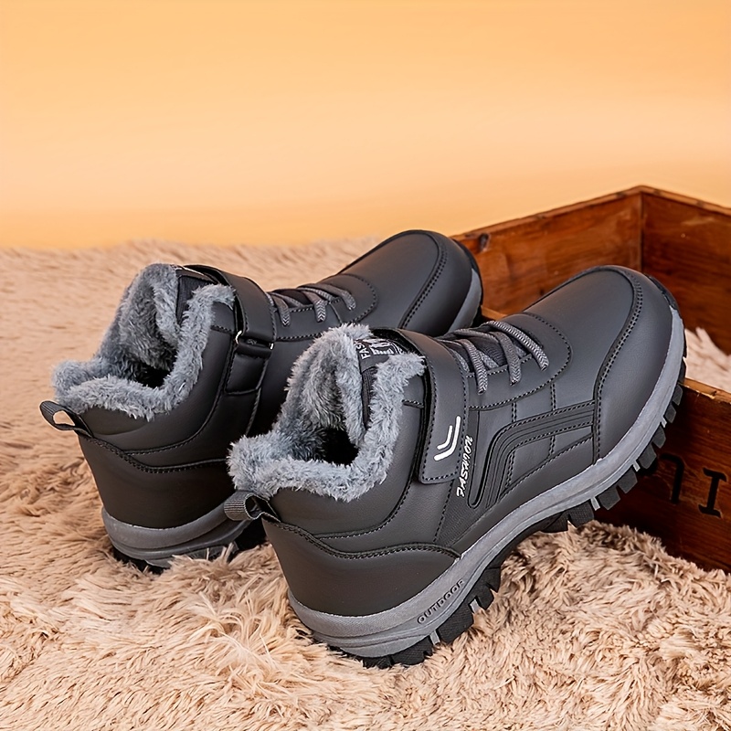 *'S Winter Thermal Insulated *-Calf Boots Heavy-Duty TPR Sole Plush  Lining Outdoor Casual Shoes with Hook-and-Loop Closure, Thic