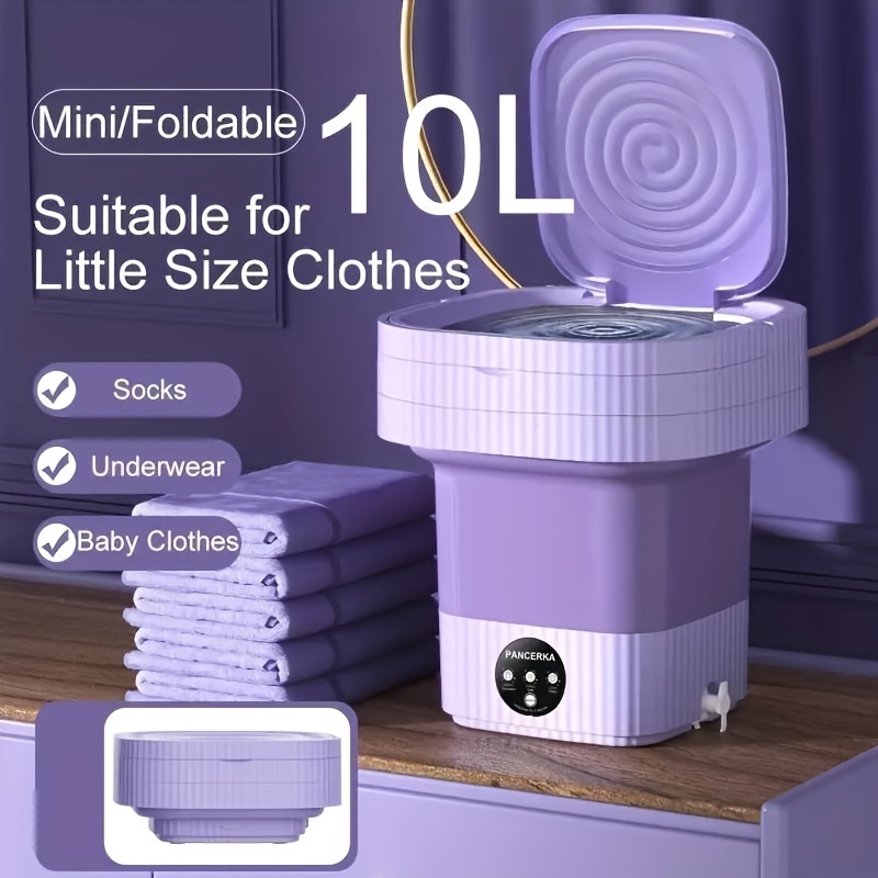 

1pc 2.64gal/10l Foldable Washing Machine, Mini Portable Washing Machine, Suitable For Travel, Underwear, Bra, Socks Washer, Suitable For Home Use, 2.64gal Large Capacity Washer