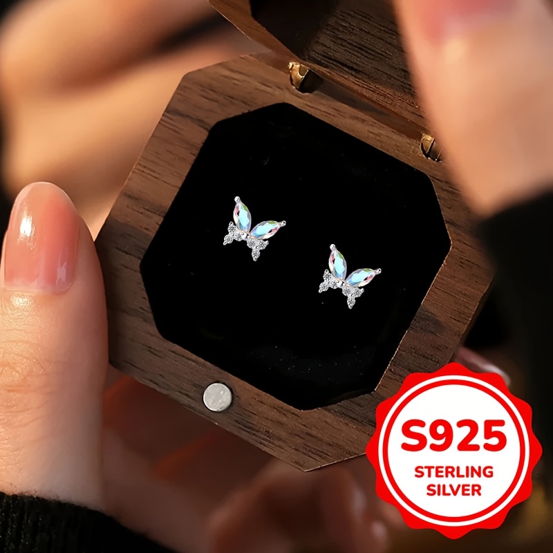 Butterfly S925 Silver Earrings Low Sensitivity 0.9g