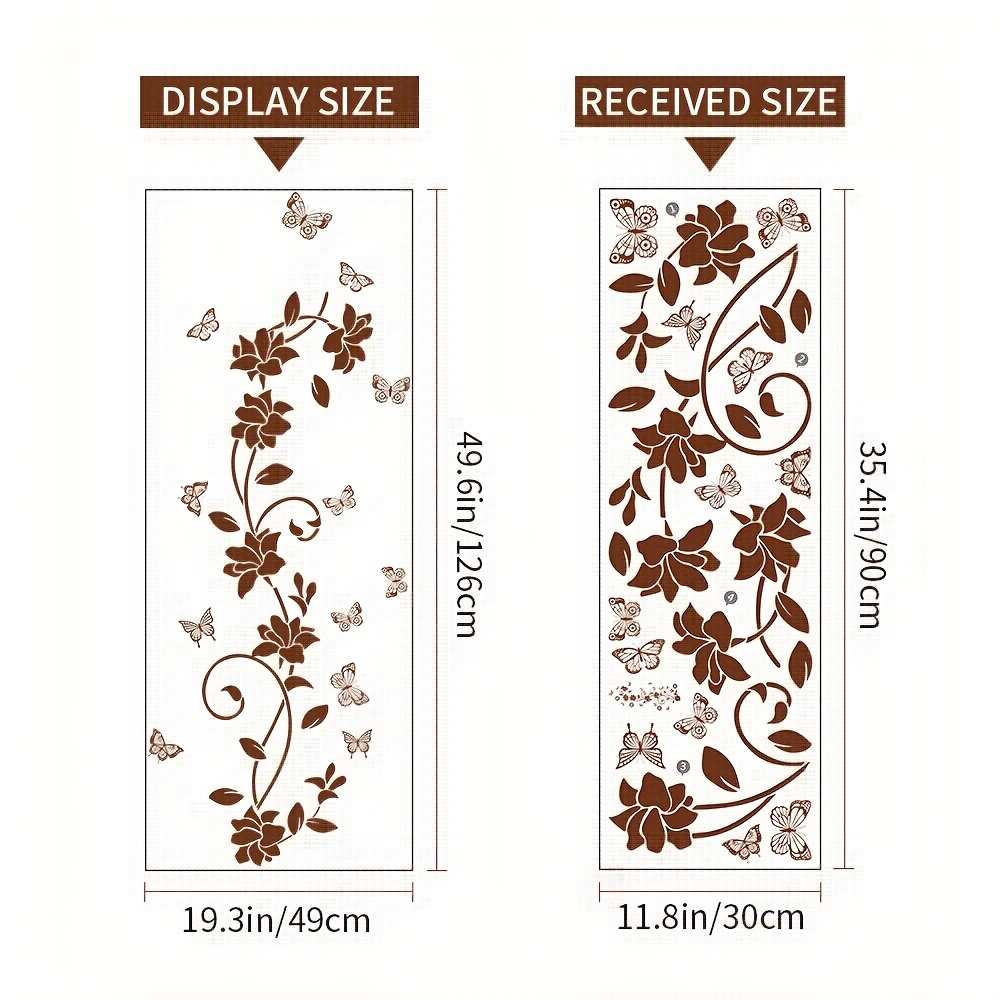 1pc Solid-color Floral And Semi-transparent Wall Sticker, Room, Bedroom, Wardrobe, Door, Background Wall Decoration, Self-adhesive Mural Wallpaper, Pvc Material