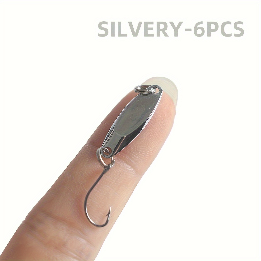 TEMU Ensemble de 6 leurres à paillettes pour la pêche, 0,035 oz, petite pêche à longue portée à paillettes pour bar, , et blanc
