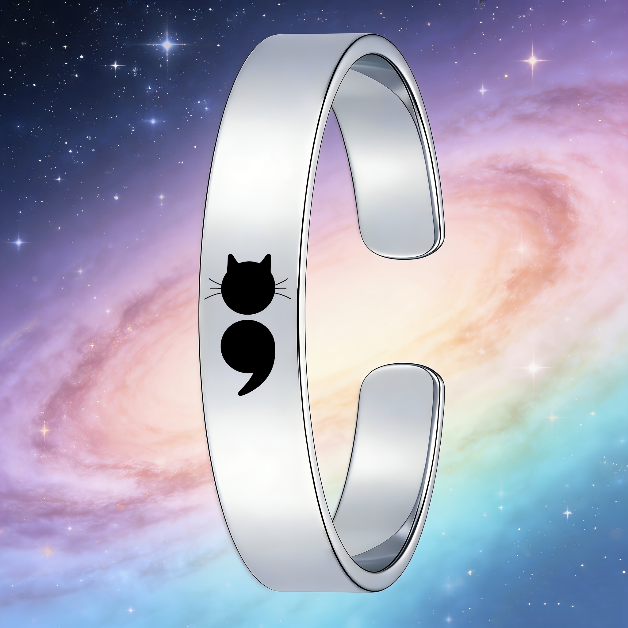 Minimalist Kitten Design Open Bangle Bracelet, Gentle Accessory