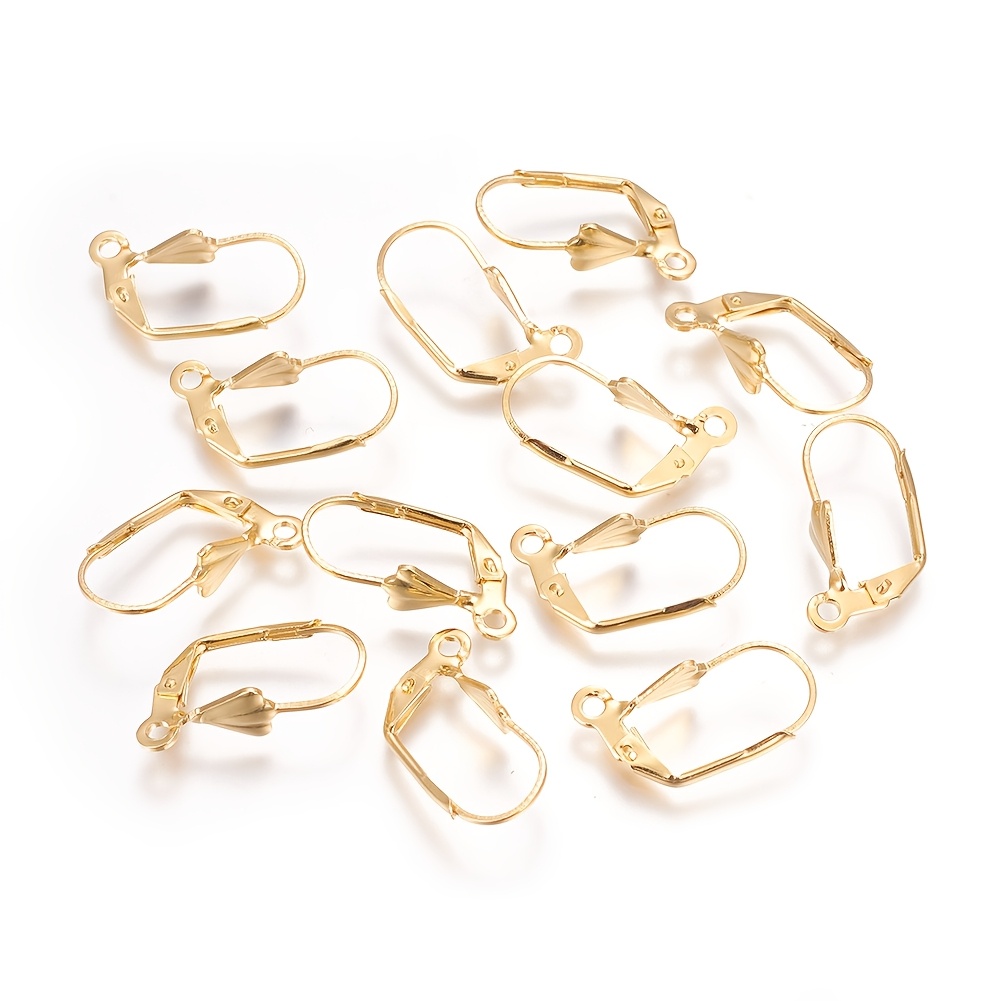 TEMU 10 pièces Boucles d'oreilles à en acier inoxydable 304 plaqué or 18K avec boucle pour création de boucles d'oreilles DIY 19x6x12mm, trou : 1,6mm