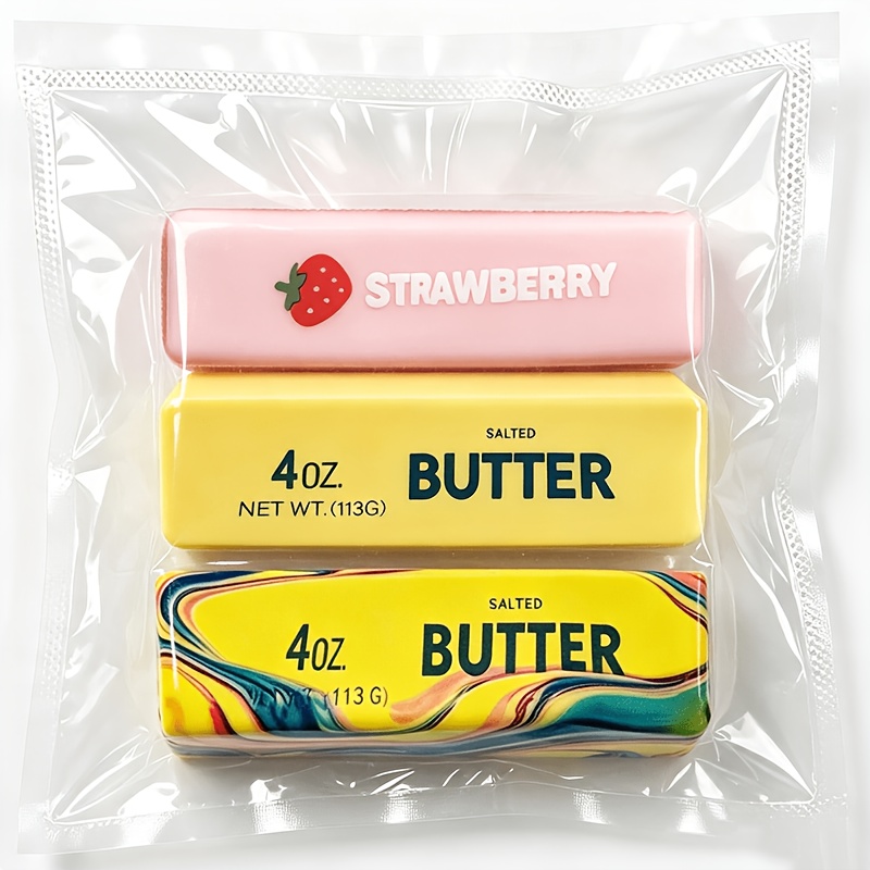 Image of 3pcs Kids Toy Pack, Classroom Prizes, Bright Marble Pattern Simulated Butter Stick Toys, Ideal Fillers For Classroom Rewards & Holiday Gifts, Perfect Gifts From Parents To Kids, Random Colors