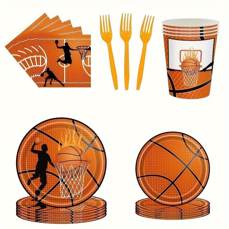 Juego de vajilla para fiesta de cumpleaños con tema deportivo de baloncesto  de 24 piezas: platos, vasos y pañuelos desechables para la fiesta  definitiva. - Temu Spain