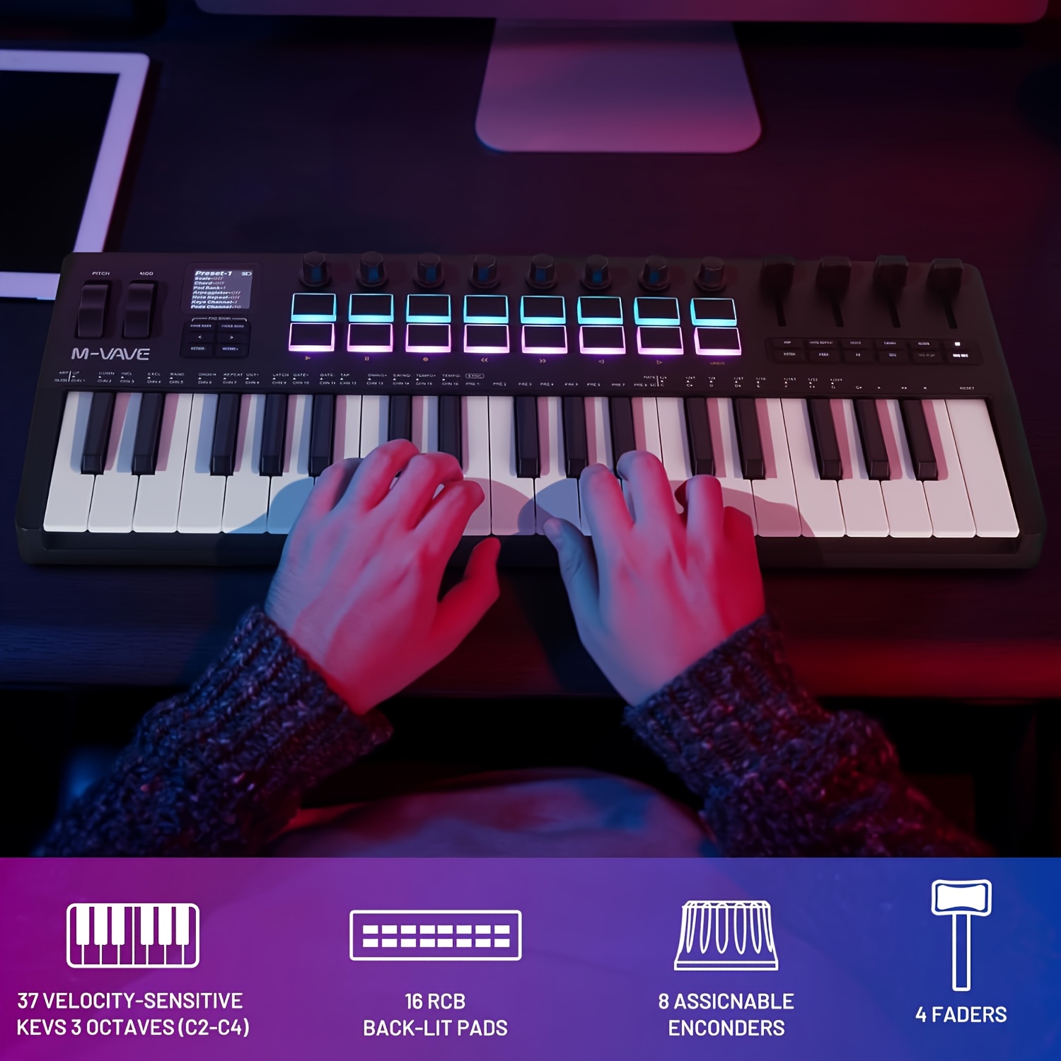 m smk 37 pro 37 key wireless midi controller - Temu