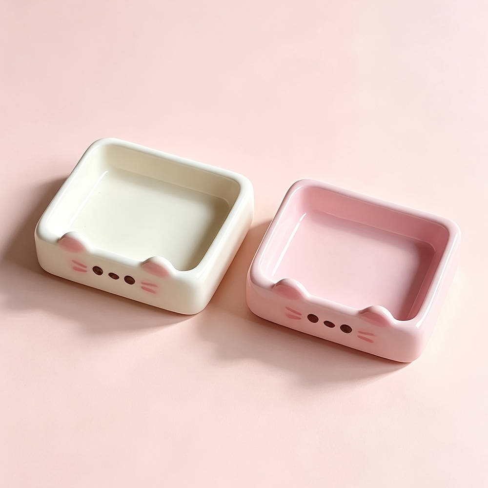 TEMU 2pcs Cute Cat Mini Paint Mixing Palette Small Glossy Pigment Mixing Tray Portable Mixing Dish For Watercolor Resin Nail Art Craft Miniature