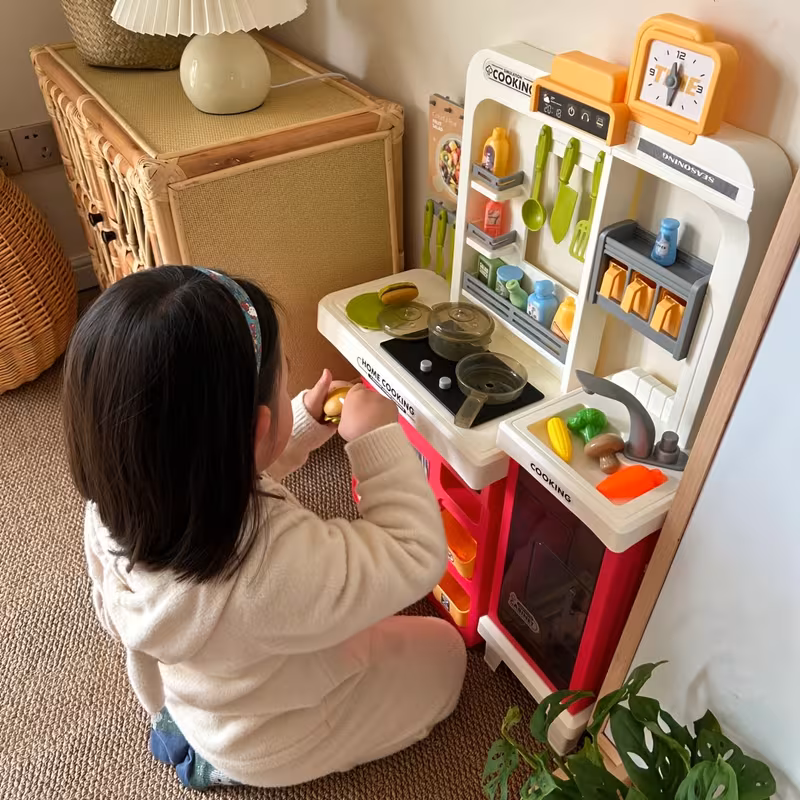 kids play kitchen set toddler kitchen playset cooking stove with steam play sink play food toy and kitchen accessories kitchen toy for kids girls boys christmas gift Product details 6