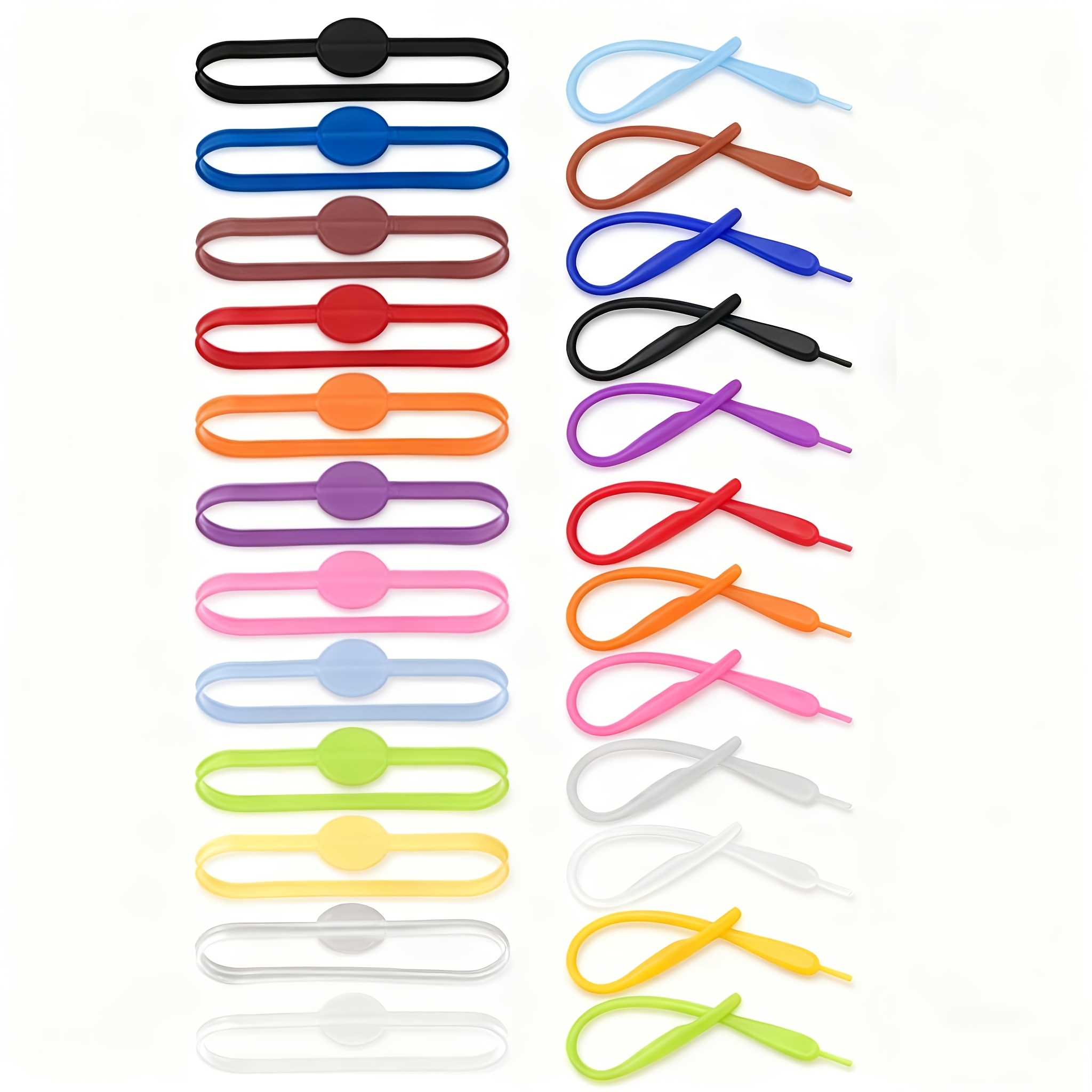 Image of 24 Pack Silicone Drink Marker Bands, Reusable Stretchable Drink Glass Markers With 2 Styles For Cups, Mugs, Beer Bottles, Cocktail Glasses - 12 Drinking Labels