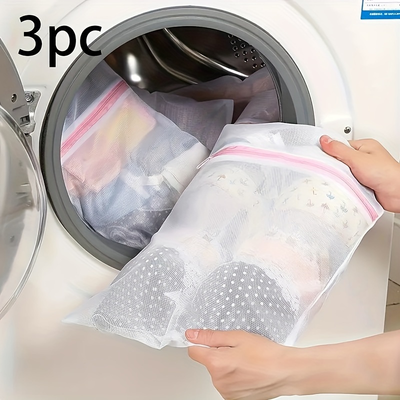Image of 3pcs/set Thick Mesh Laundry Bag, Washing Clothes Underwear Bra, Mesh Washing Bag, Washing Machine Special, Small Medium Large, Laundry Bag For , Laundry Room Accessories