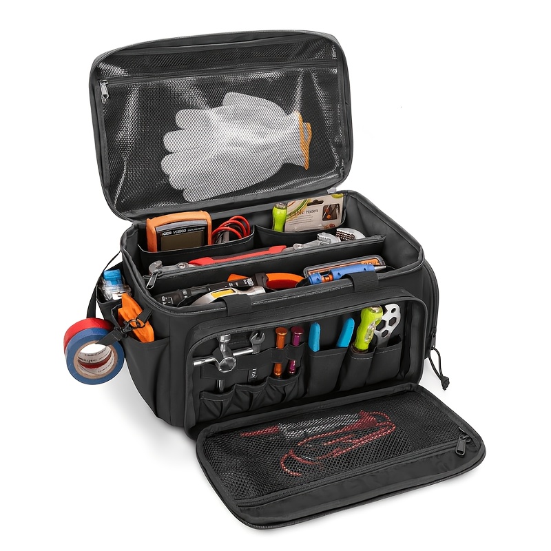 TEMU Pmmj 14-inch Heavy-duty Tactical Tool Bag With Large Capacity & Multi-compartment Suitable For Electricians, Repair Technicians, Diy - Ergonomic