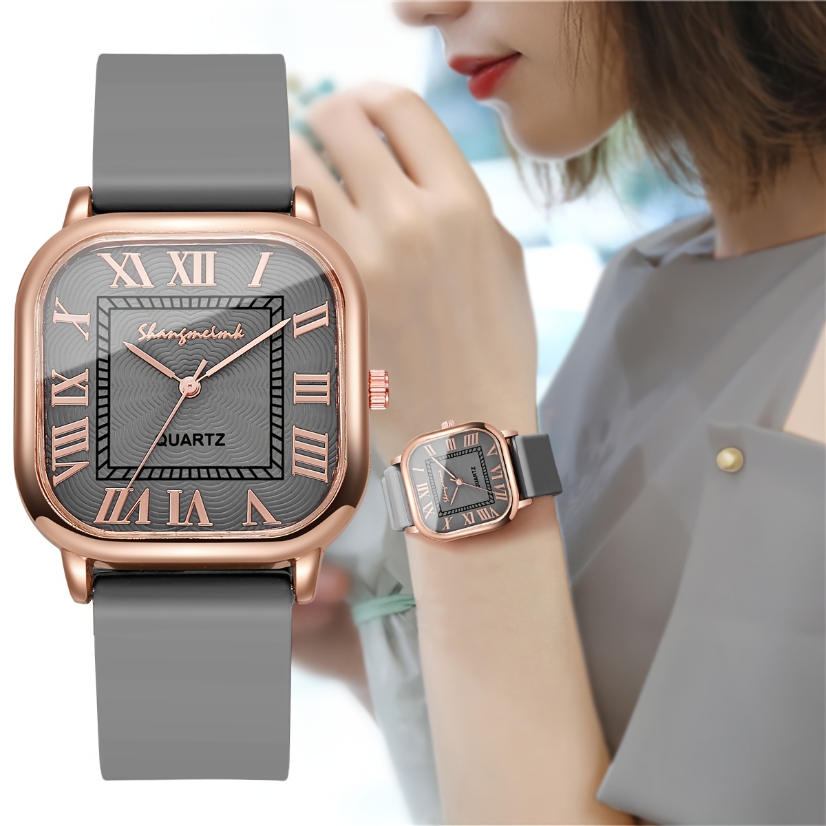 Classic And Stylish Women'S Watch with a Square Roman Numeral Dial, Elegant Trendy Quartz Wristwatch (1pc/Set), Does Not Include Watch Box