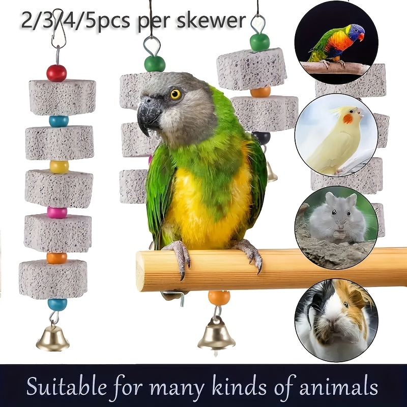 Parrot Chewing Toy - Bird Beak Grinding Stone with Bell And Calcium Supplement Mineral Food String. Bird Toys, Bird Cage Additions, Suitable for a Variety of Small Animal Toys - Image 4