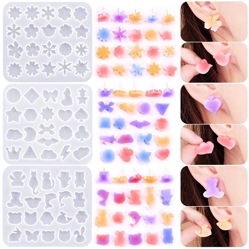 

Diy Crystal Dropping Gel Mold Earrings - Silicone Mold For Star, Moon, Snowflake, Pet Shapes - Homemade Jewelry Mold - Rectangular Shape - Silicone Material