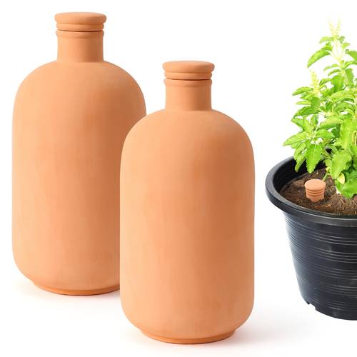 item picture 2pcs large plant watering balls with lids terracotta watering pots simple irrigation system for automatic watering