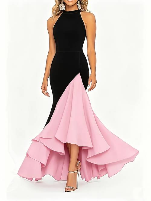 elegant off shoulder party dress black and red mermaid gown