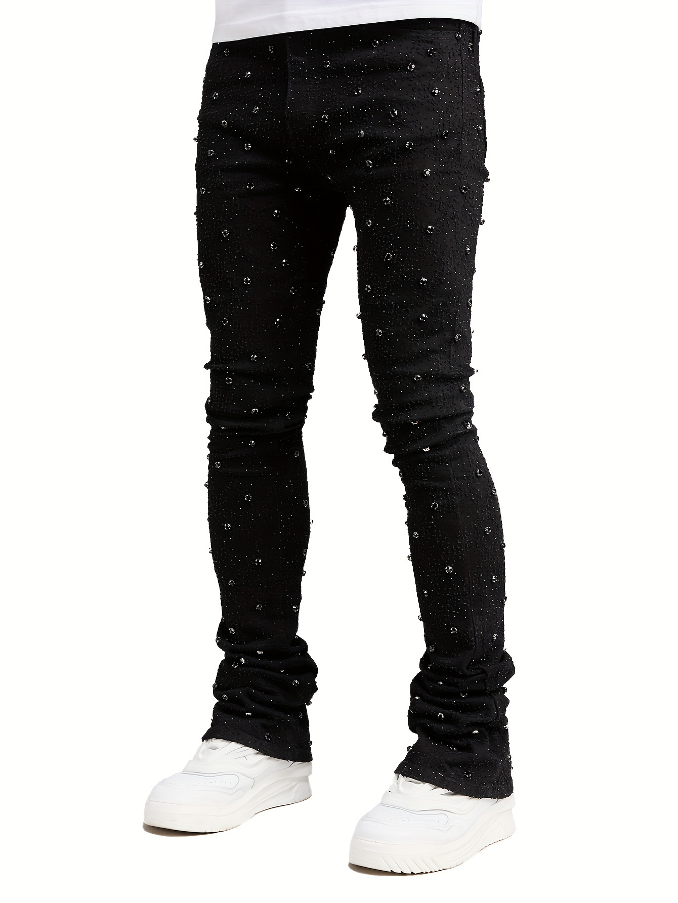 *'s *-Fit And Embellished Stacked Denim Jeans, Fashion Stretch Casual  Pants For Outdoor Street