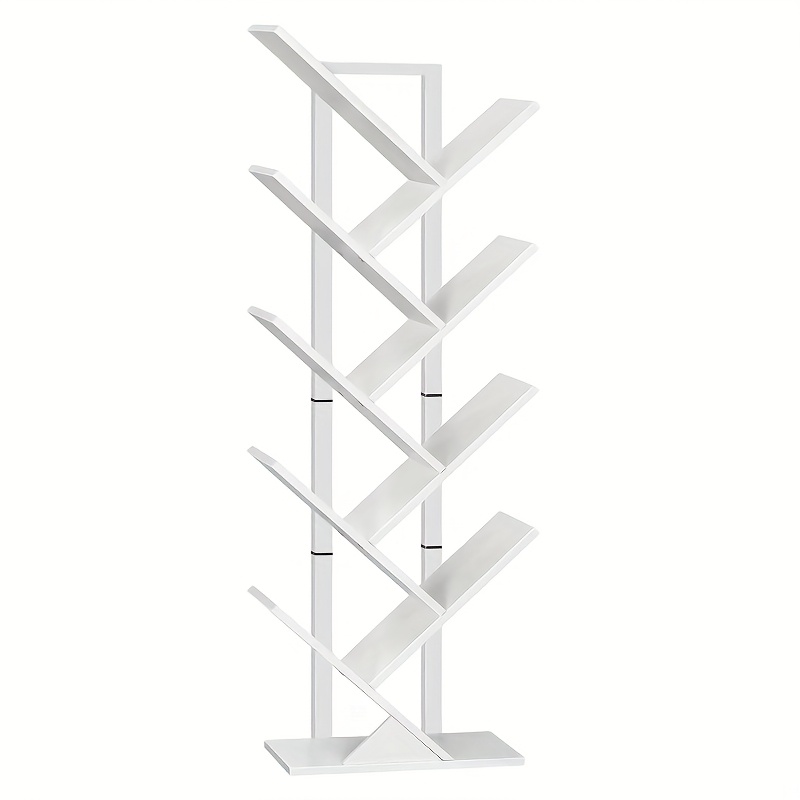 TEMU 9-tier Free-standing Bookshelf With Wooden Shelves For Bedroom, Living Room, And Home Office In White, Rustic Brown, And Black