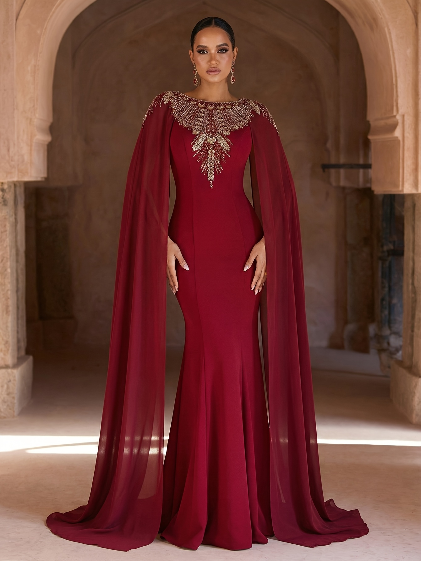 loose fitting long formal dresses Long Sleeve Formal A-Line Plus Size Dress by LaDivine CD242C – The Dress  Outlet