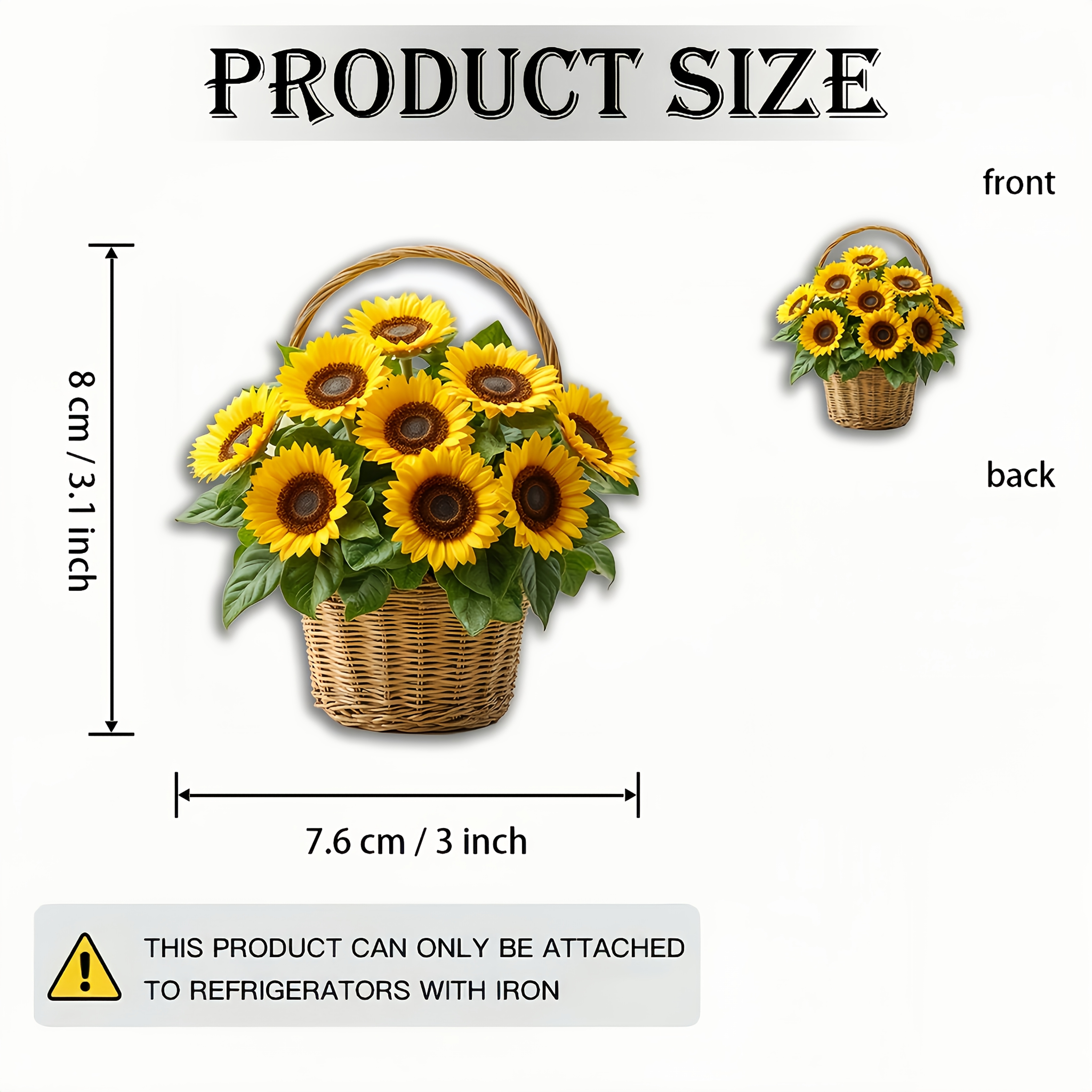 TEMU 1pc 2d Flat Acrylic And Rubber Soft Magnet | Shining Sunflower - Star-like In A Minimalist Wicker Basket | Perfect For , Mother's Day, Father's