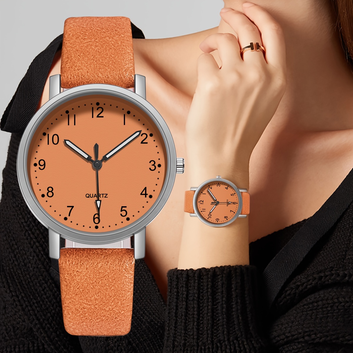 

Vintage Style Women's Quartz Wrist Watch With Pu Leather Band, Round Plastic Case, Elegant Minimalist Design, Non-rechargeable Battery - Fashionable Timepiece With Pointer Display