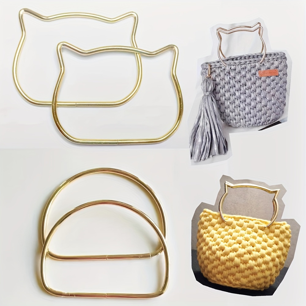 

Metal Cat Ear & Half Circle Shape Bag Handles For Diy Handmade Tote Bags, 1 Pair, 4.8mm Thick, Handbag Hardware Accessories