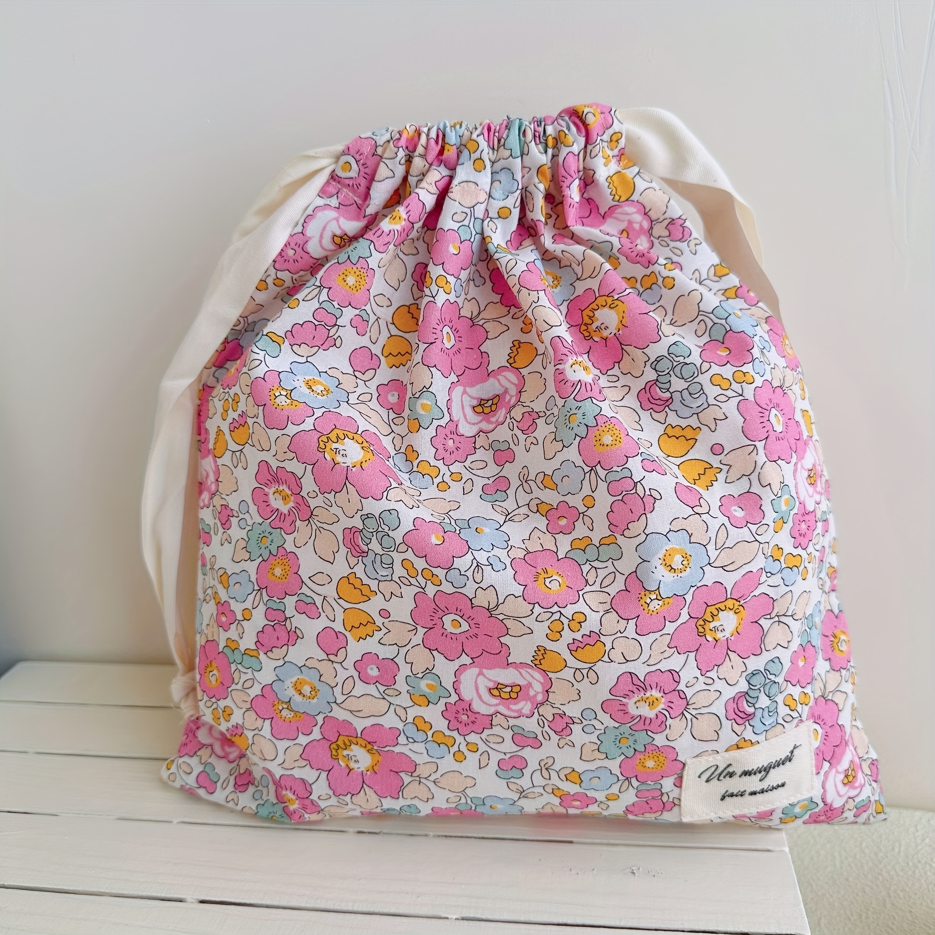 E-shop Vintage-Blumenbeutel mit Kordelzug, Innentasche, Aufbewahrungsbeutel, Dessous-Beutel, Reisetasche