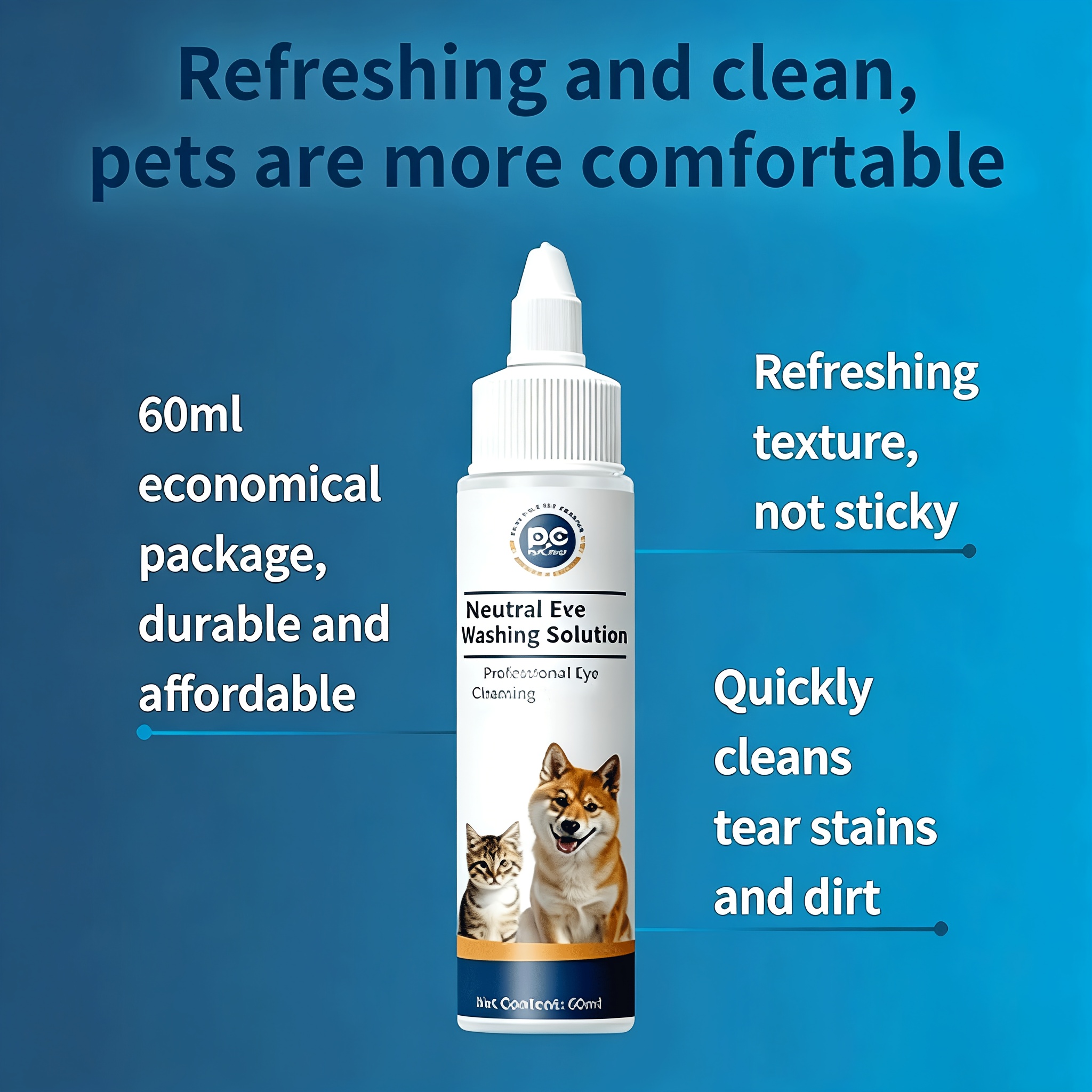 PETCLEAR Pet Eye Wash Solution Is a Professional Eye Cleaning Pet Care Product That Gently and Effectively Cleans Pets' Eyes, Helping to Remove Eye Secretions, Dust, and More. The Bottle Measures Approximately 13cm/5.12inch in Height and 7cm/2.76inch