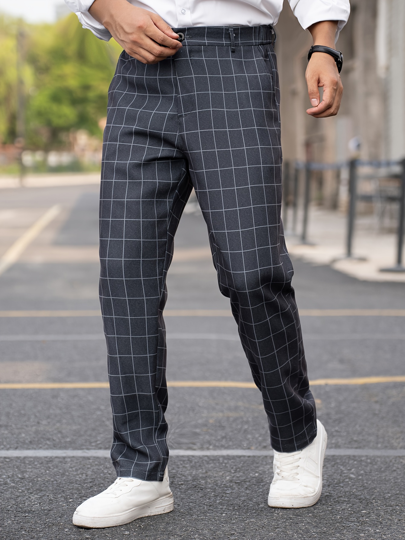 mens casual trousers mens plaid dress pants mens fit - Temu United Arab  Emirates