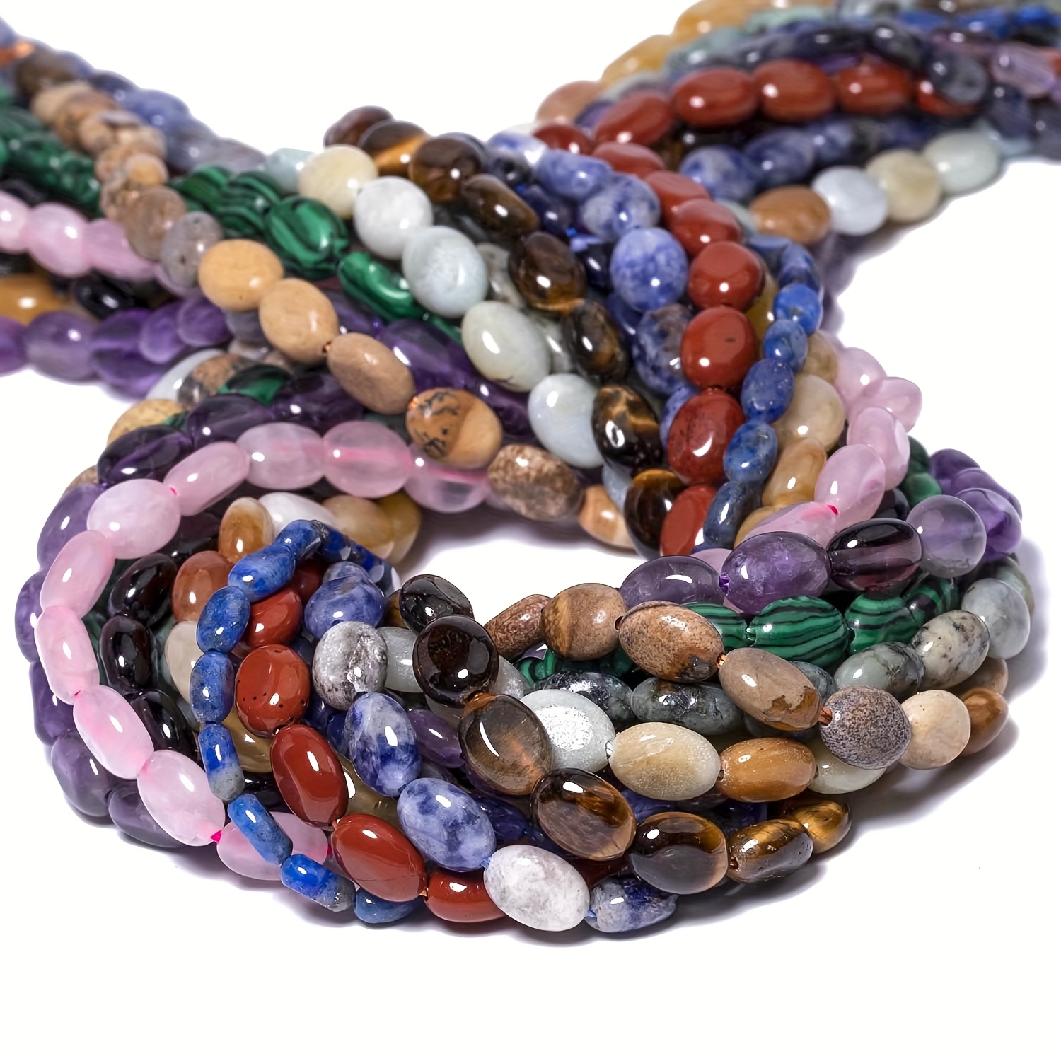 6x8mm Natural Egg Shape Stone Beads for DIY Jewelry Making