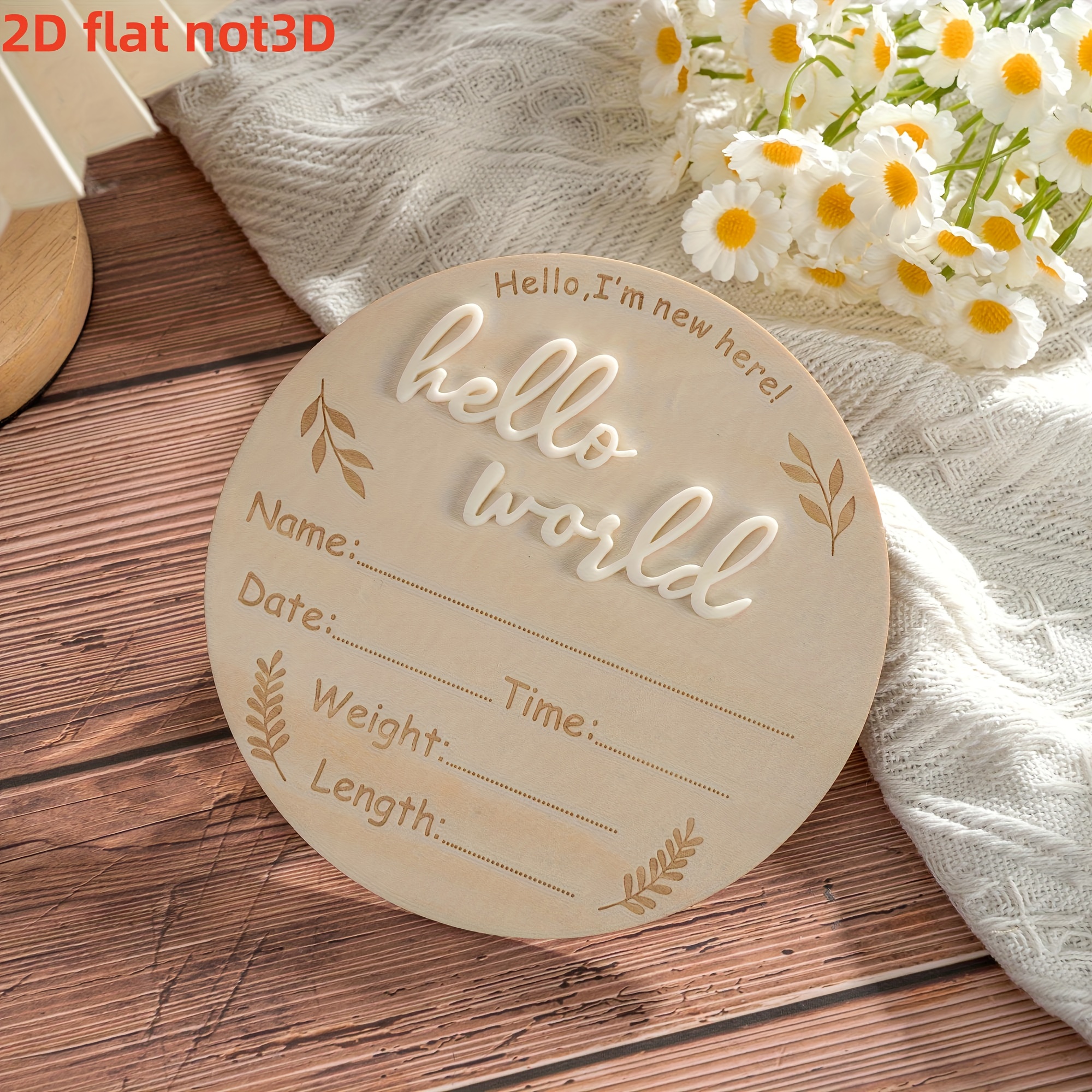 2d Flat, Wooden Birth Announcement Board, Photography Prop, Milestone Baptism Gift Card