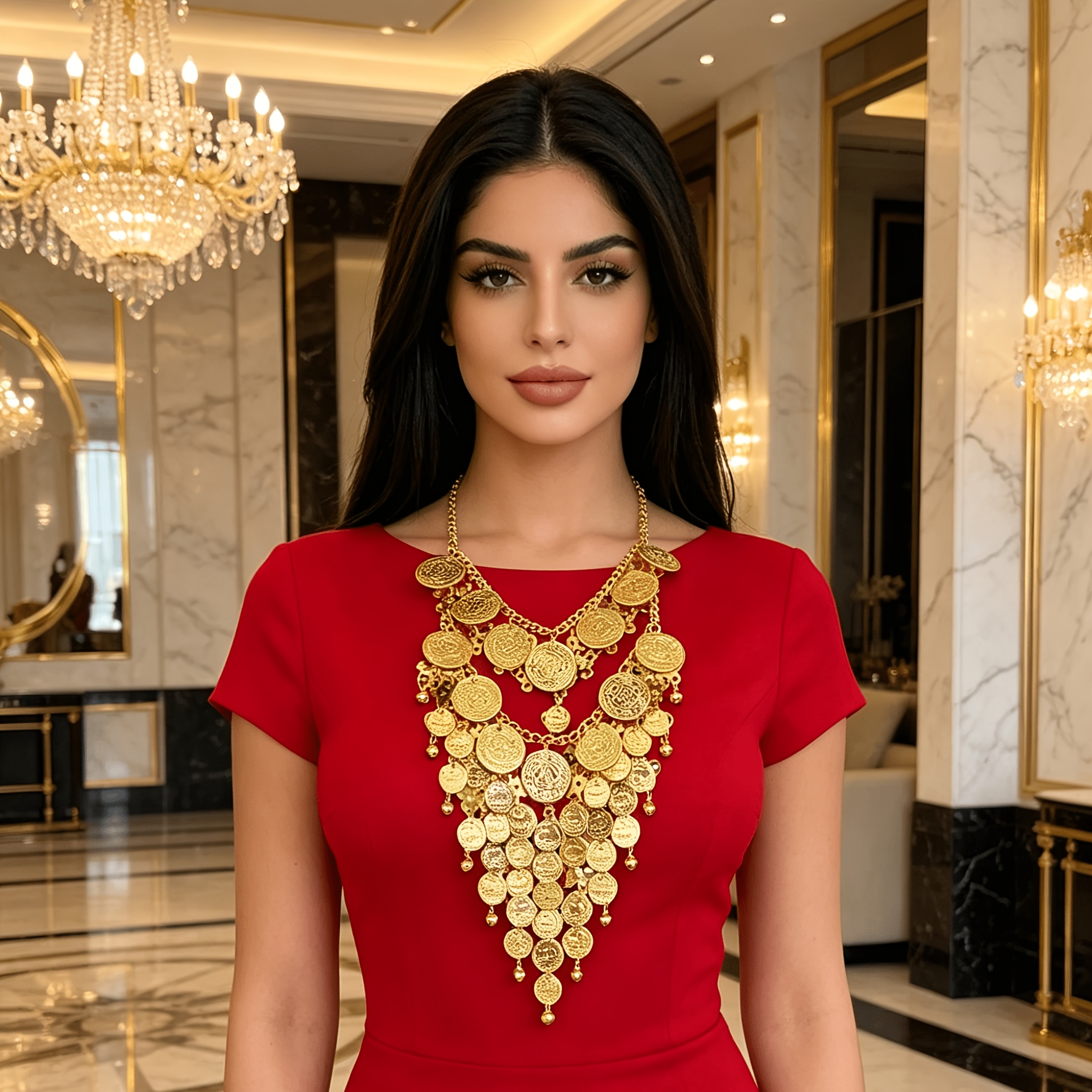 TEMU Collier Bohème Doré Rond avec Disque, Gland et Cloche, Bijoux de Mode du Moyen- pour Femmes, Idéal pour Mariages et Fêtes Air, Super Cadeau pour