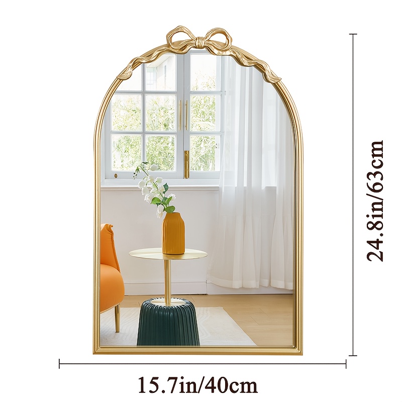 TEMU 1pc, Decorative Wall Mirror 63*40cm/24.8*15.7inch Classic Simple Bathroom Mirror, Gorgeous Bow, Living Room Decorative Mirror High-definition