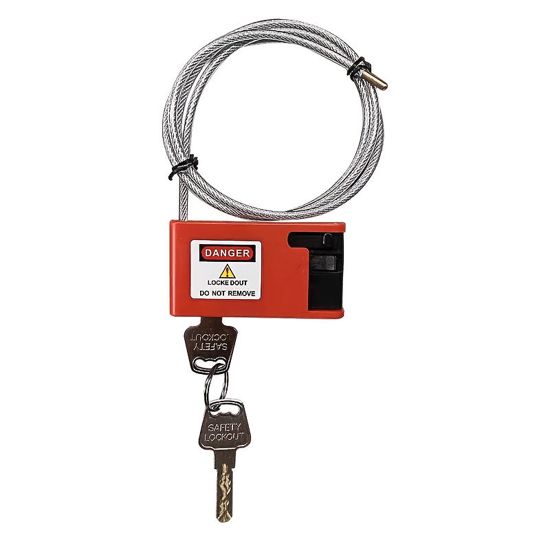 TEMU Cadenas à valve avec câble de serrure à longueur réglable, cadenas intégré pour à tournant sphériques et à sphérique, câble en acier avec clés